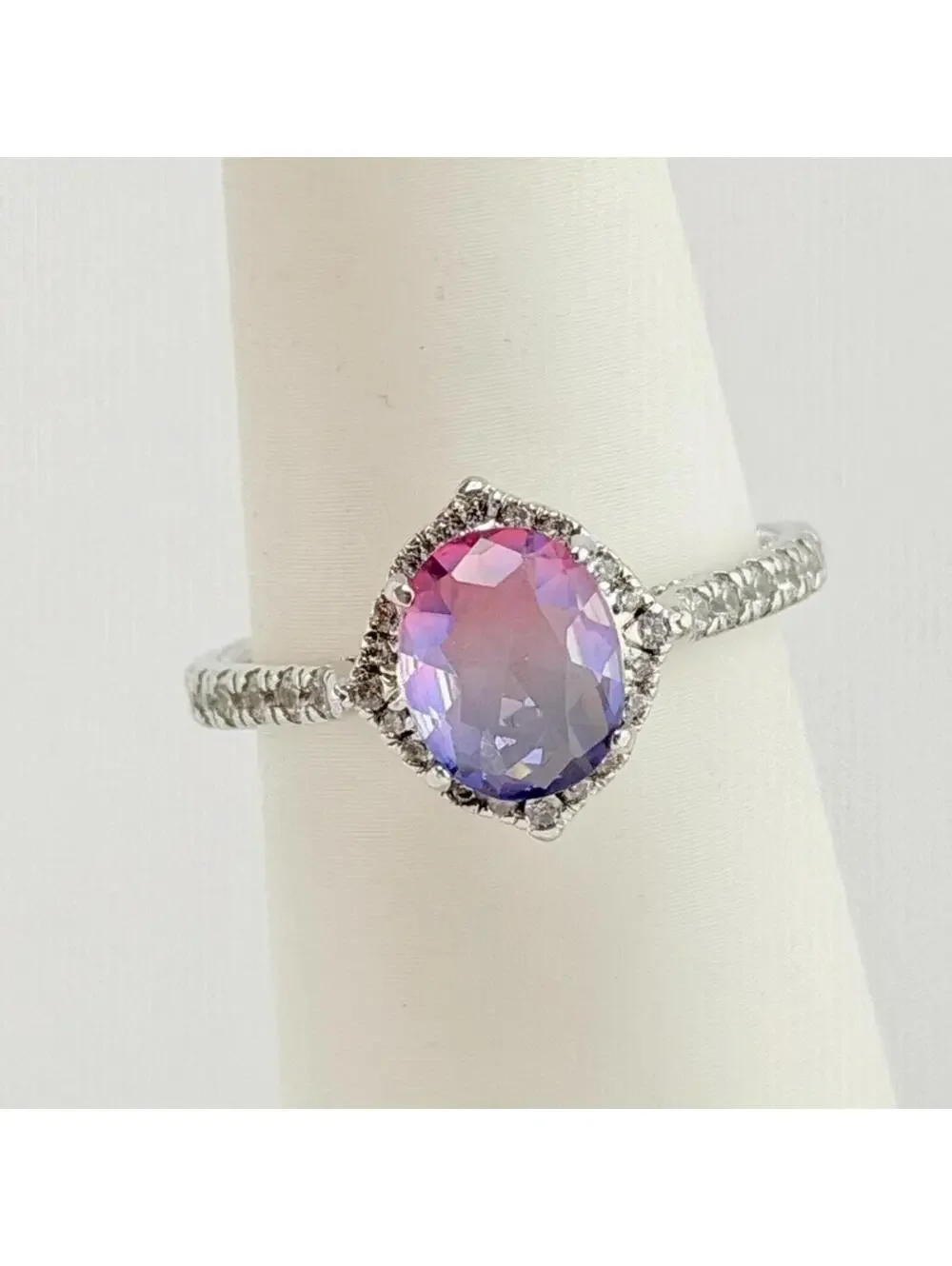 Bomb Party RETRO Ring Sz 11 Pink Purple Bi Color on Rhodium RBP2851